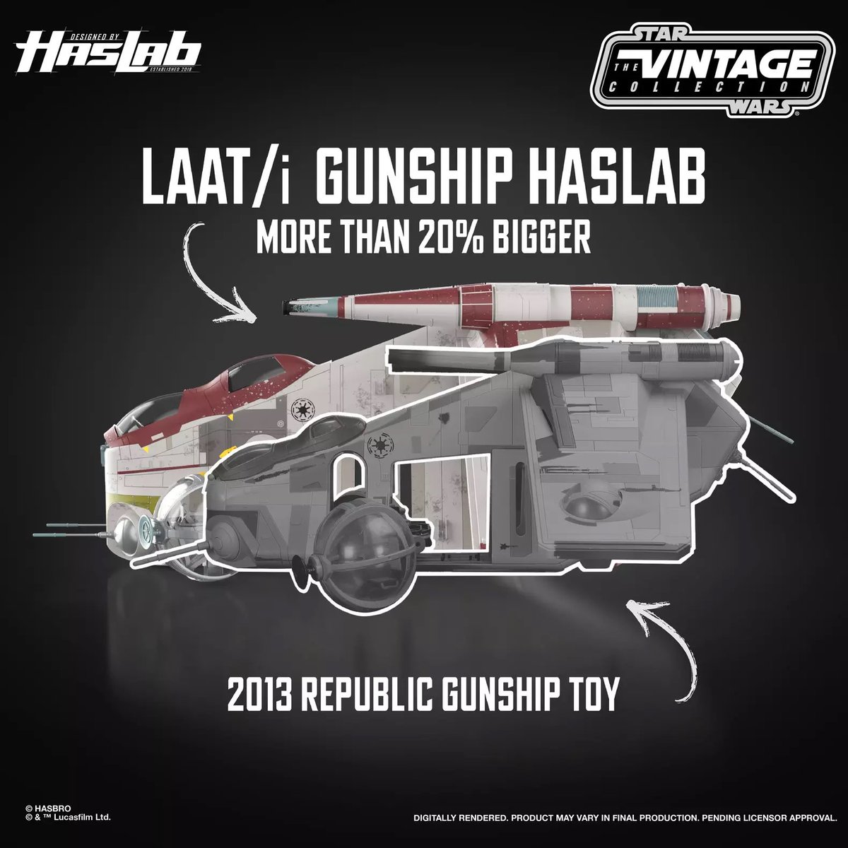 SpaceshipAddict's tweet image. Literally not sure what to do if the Haslab crowdfund hopefully achieves its goal for the Republic Gunship. It’s a little bigger, which is cool and all. But it means it probably will not fit in the same space as the other 7 I have. And I like having all the same ships together.…
