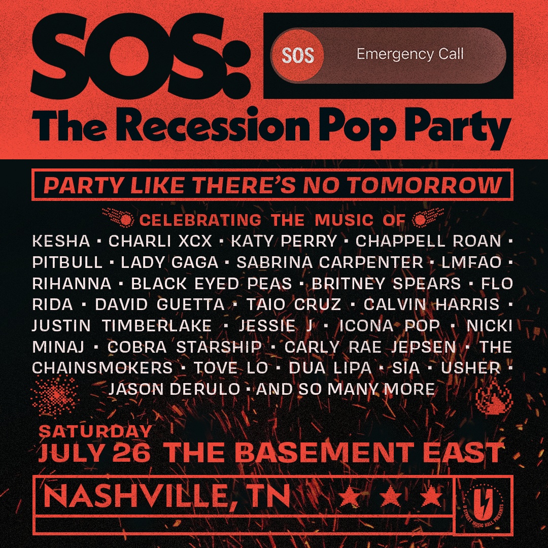 TONIGHT! We've got SOS: The Recession Pop Party in the house at 9PM. Doors open at 8PM. Grab tickets now at the link or at the door. bit.ly/3SBcWgt