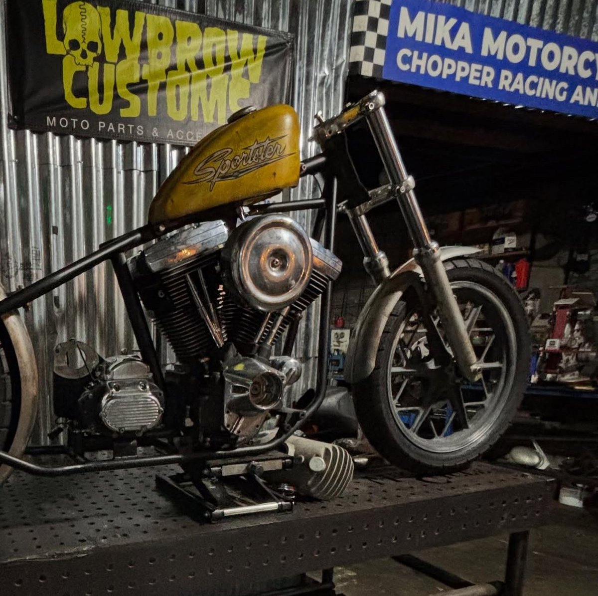 When a plan starts coming together. @mikamotorcycles / Crime Scene Choppers  #should be a really rad Evo Chop! #choppershit #buildsomething #choppers #lowbrowcustoms #chopitbuilditrideit #evo #bigtwinchoppers