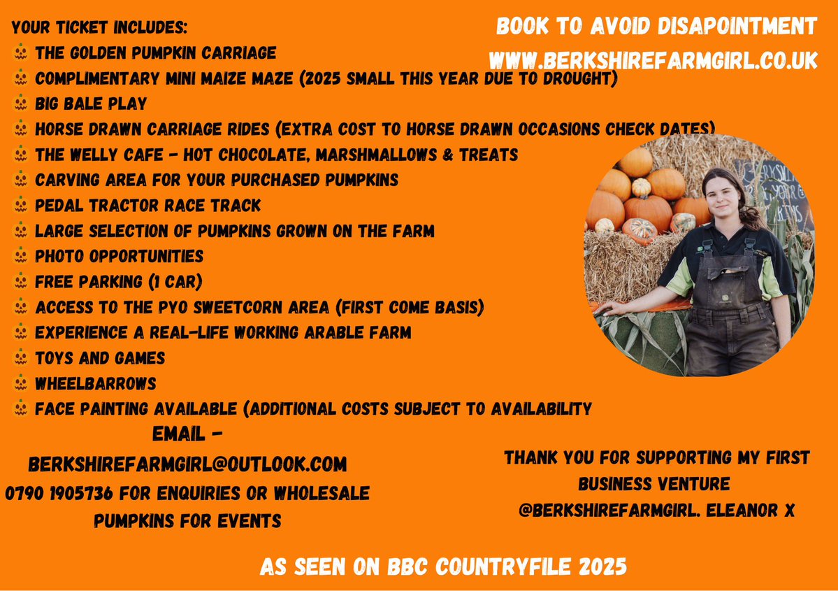LittleBigFarm's tweet image. The pumpkin patch is open for bookings for 2025. The drought has affected some of the crops and it will have an even more authentic feel to the problems farmers face to produce food.
Thank you for your support 🎃
