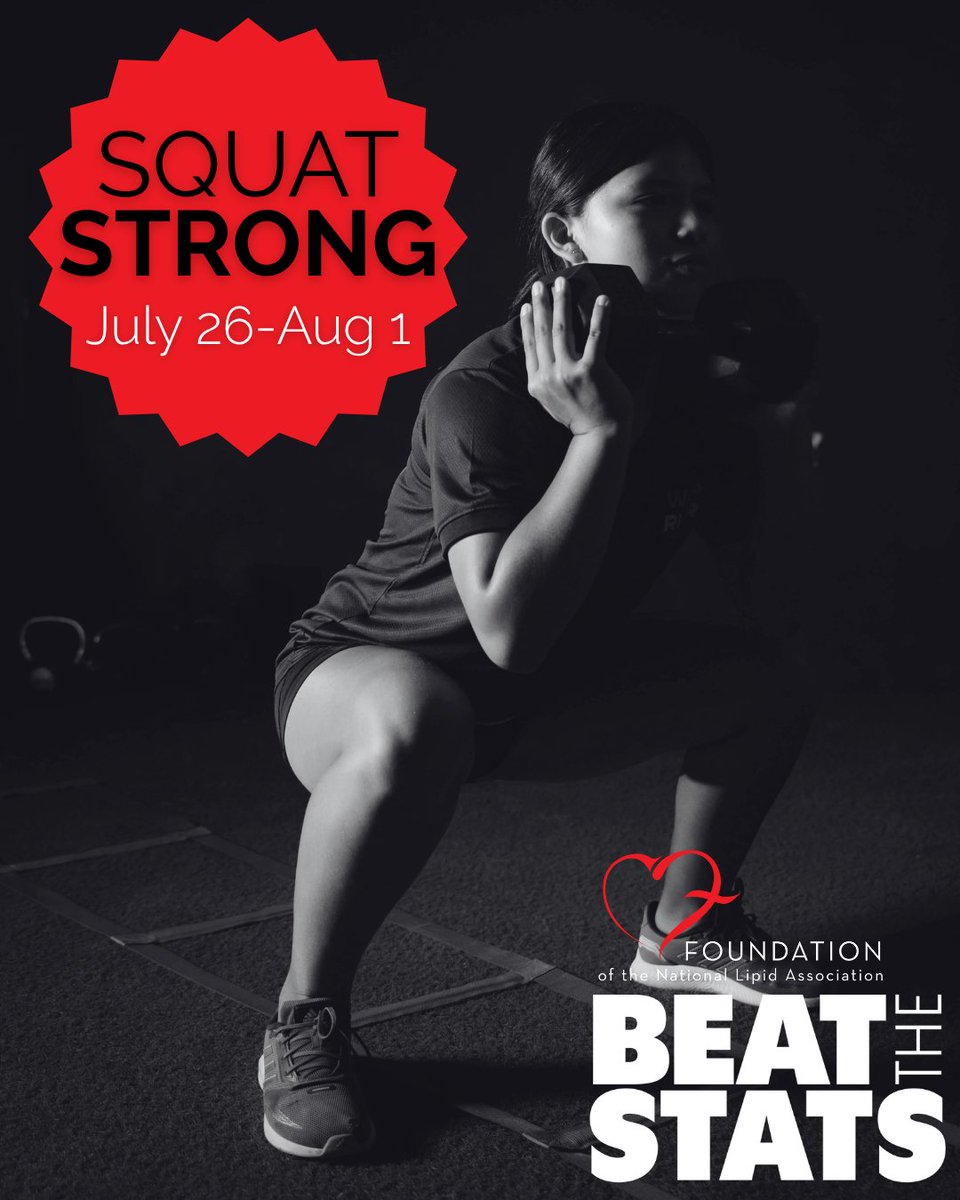foundationofnla's tweet image. Week 5 of #BeatTheStats is here — and it's time to Squat Strong!
Do 30 squats/day (210 total) & you’ll be entered to win a $50 Lululemon gift card! Whether it's at the gym or in your living room, every squat counts!
Join us on YuMuuv: yumuuv.com/en/get (code: LIPID-MOVES)