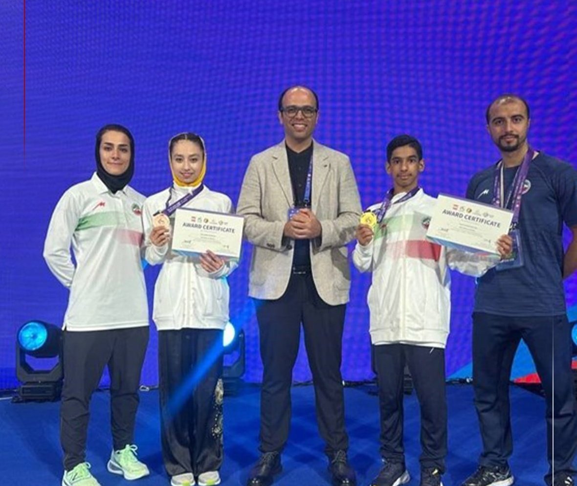 presstvsports's tweet image. 🇮🇷 Asian Junior Wushu | Siah-Moshteh’i wins gold, Ramian bronze
On day one of 12th Asian Junior Wushu Championships in China, Iran’s Ramtin Siah-Moshteh’i won gold in boys' Nanquan, while Saba Ramian earned bronze in girls' Nanquan.
@presstvsports