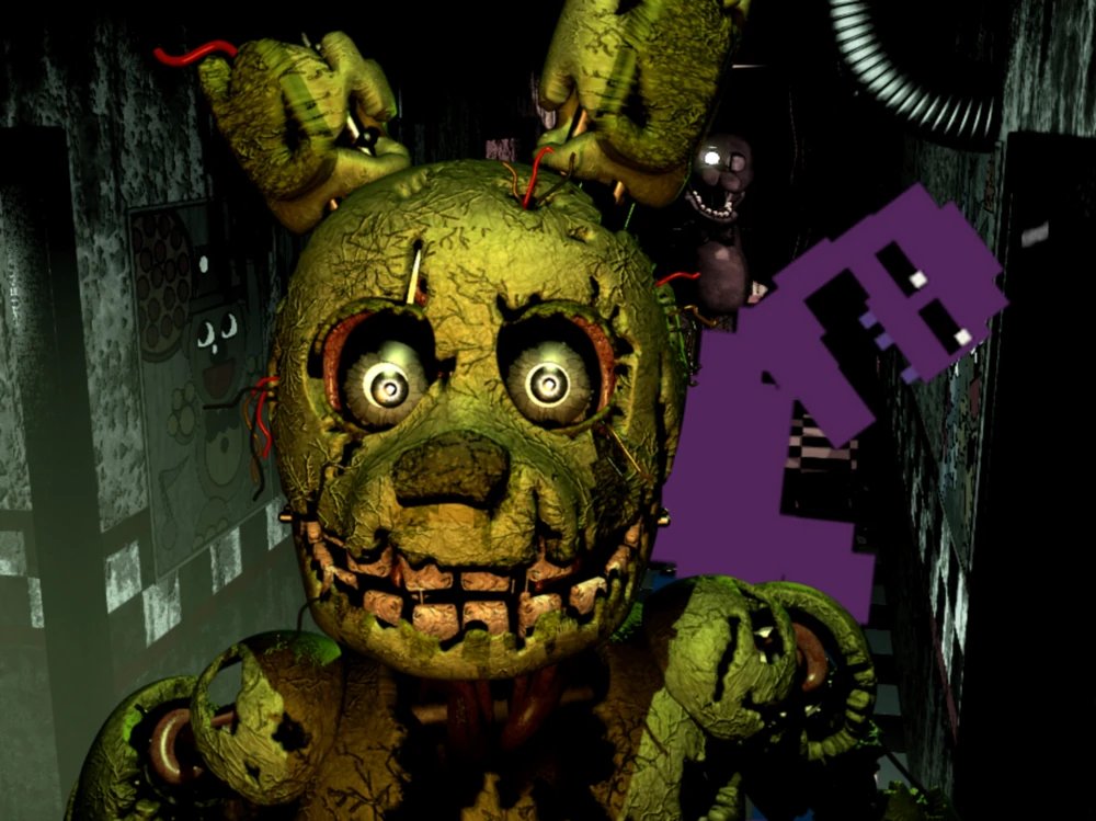 FNAFtwtconfess's tweet image. "I once believed long time ago that Springtrap was Mike because of the similarity between his and Purple Guy's sprites"