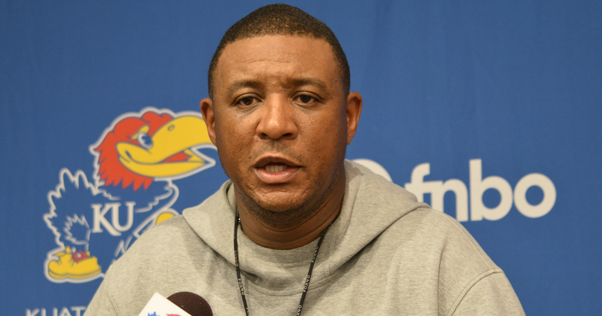 JayhawkSlant's tweet image. KU DC D.K. McDonald met with the media for the first time in fall camp.
He talked about several players and mixing up the defense. Watch what he had to say. #kufball
MORE: on3.com/sites/jayhawk-…