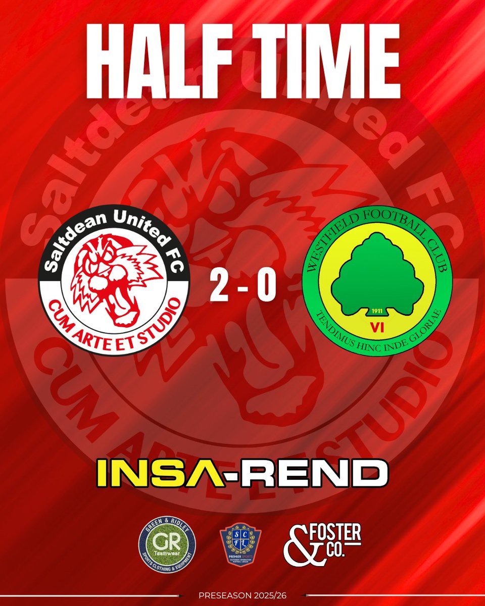 Saltdeanfc's tweet image. ⏱️ HALF TIME 🆚 @WestfieldFC9 

Two goals from Jayden Tant separates the teams at the break.

[2-0] #COYT 🐯