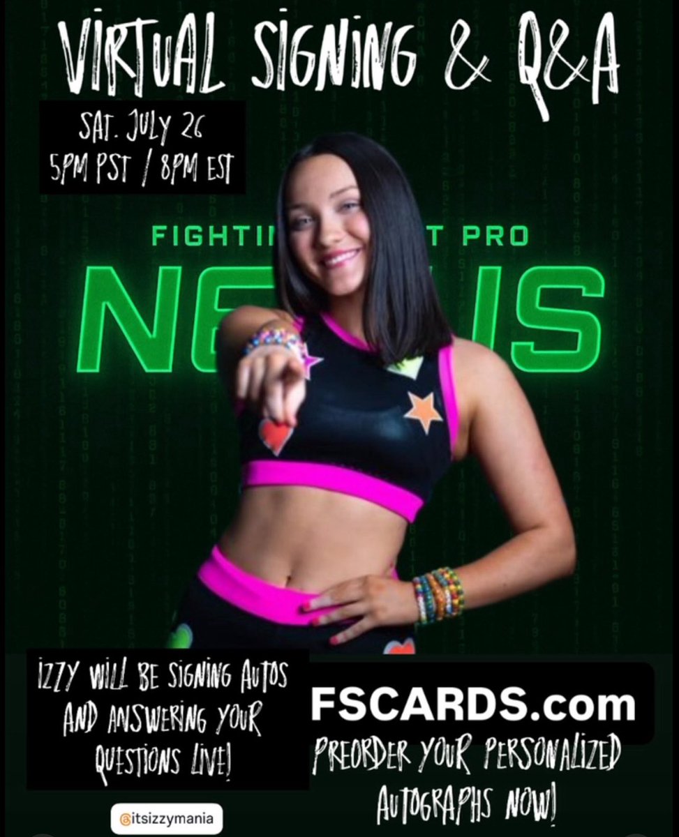 ItsIzzyMania's tweet image. ✍️🚨Virtual Signing Tonight…
Join me tonight from 8pm-10pm est online for my virtual signing and Q&A courtesy of my friends at @fspreborn
Preorder your 8x10s right now and I’ll sign them tonight ⬇️
fscards.gumroad.com