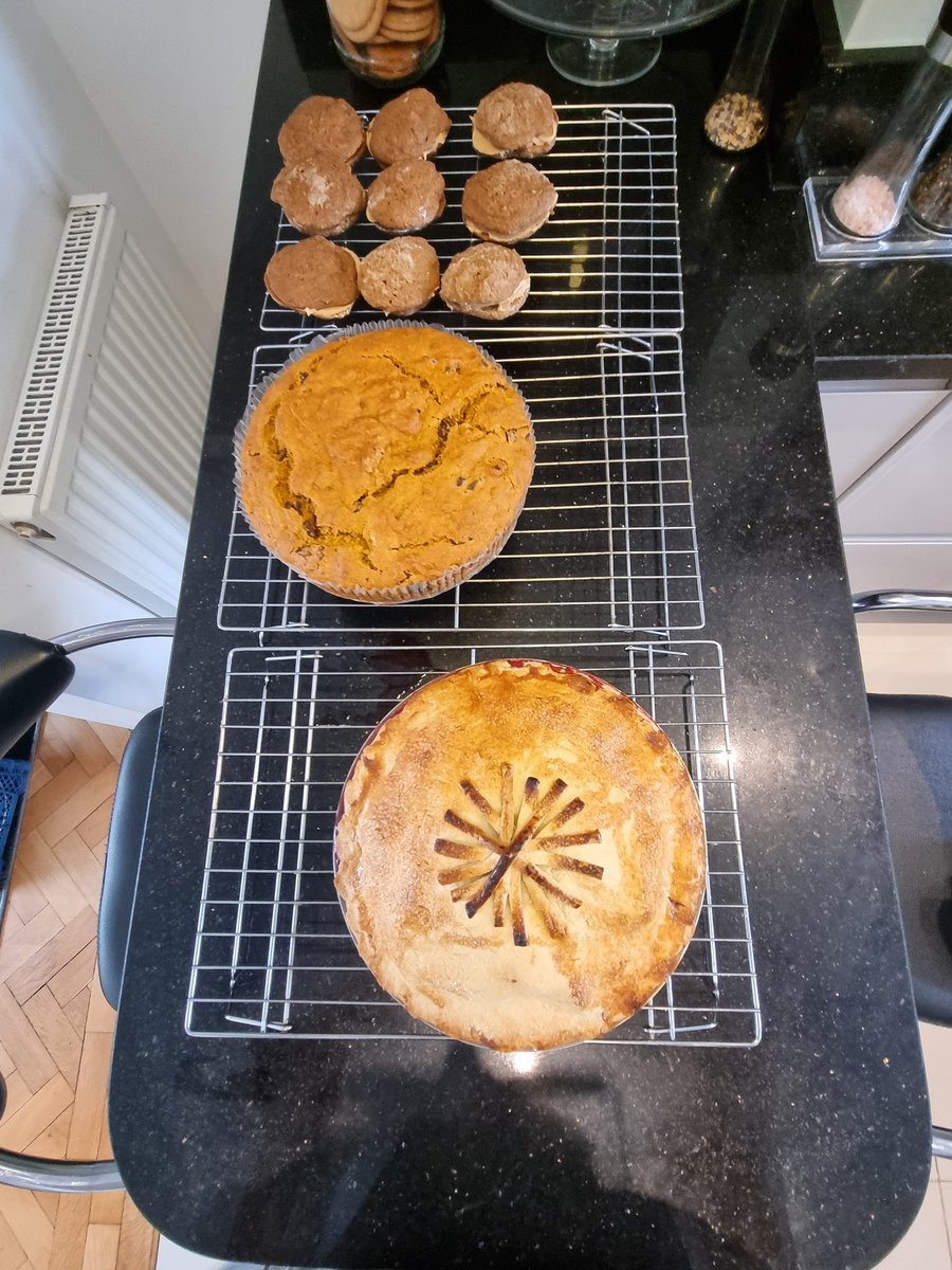 Commoninsense's tweet image. Baking for tomorrow
Apple & blackberry plate pie (pray no soggy bottom)
Date & pumpkin cake
Coffee kisses