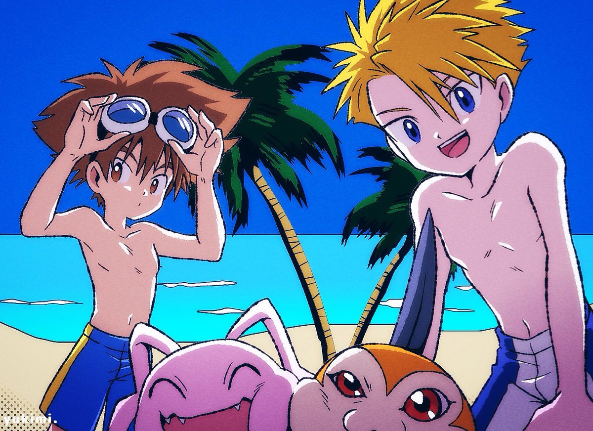 yukimidigi's tweet image. 夏の🧡💙ちゃん