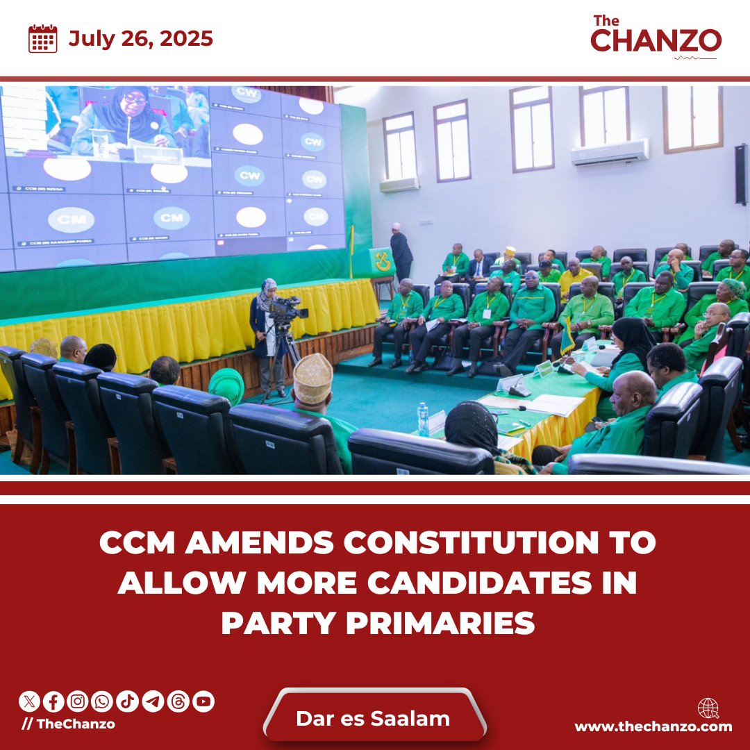 TheChanzo's tweet image. CCM Amends Constitution to Allow More Candidates in Party Primaries
thechanzo.com/2025/07/26/ccm…