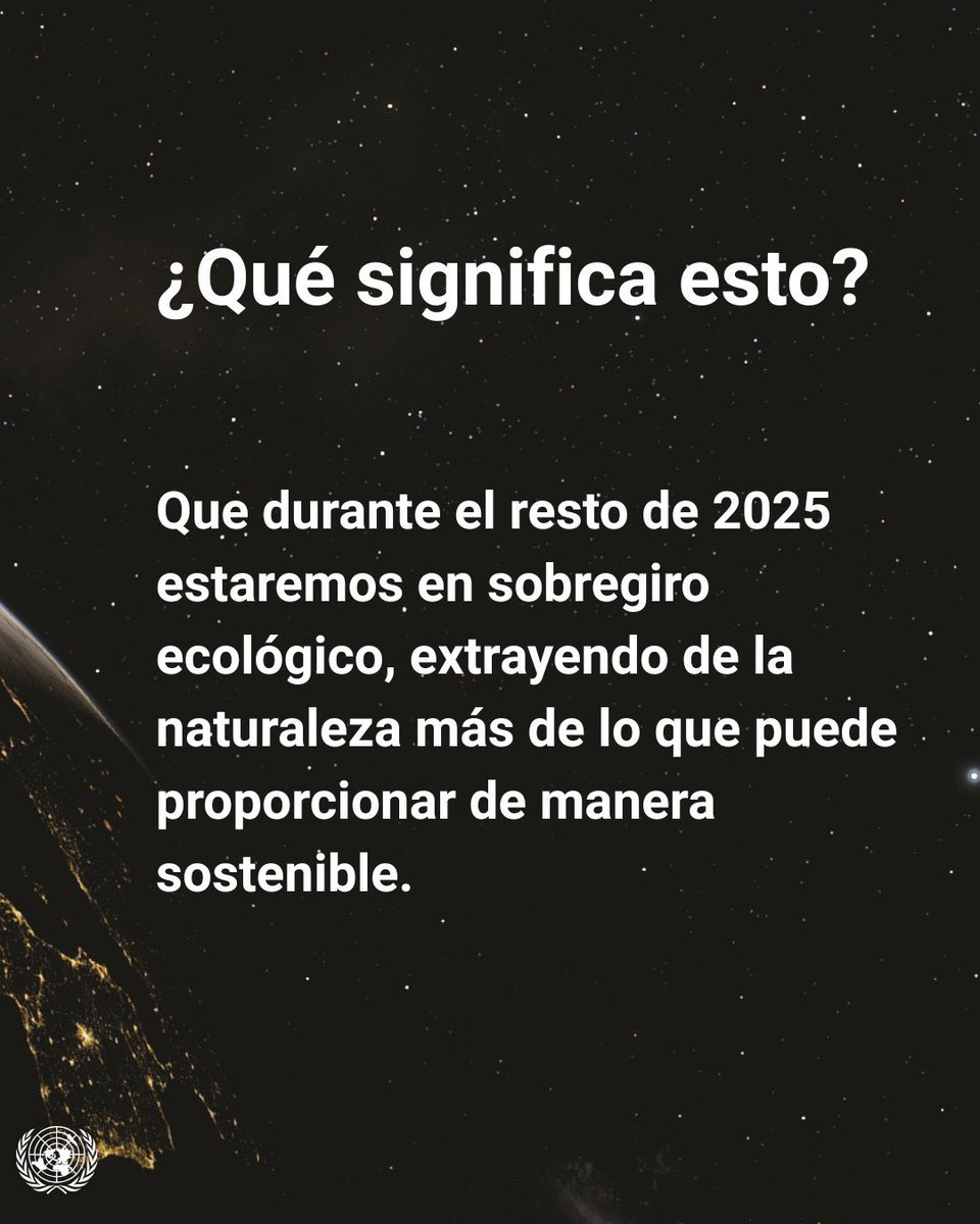 onucolombia's tweet image. Desde el 24 de julio, entramos en “sobregiro” con la Tierra.
#ActúaAhora por un 🌎 más sostenible:
Compra de segunda mano o en comercios locales
Evita el desperdicio de alimentos
Camina, usa la bici o el transporte público
Usa artículos reutilizables
un.org/es/actnow