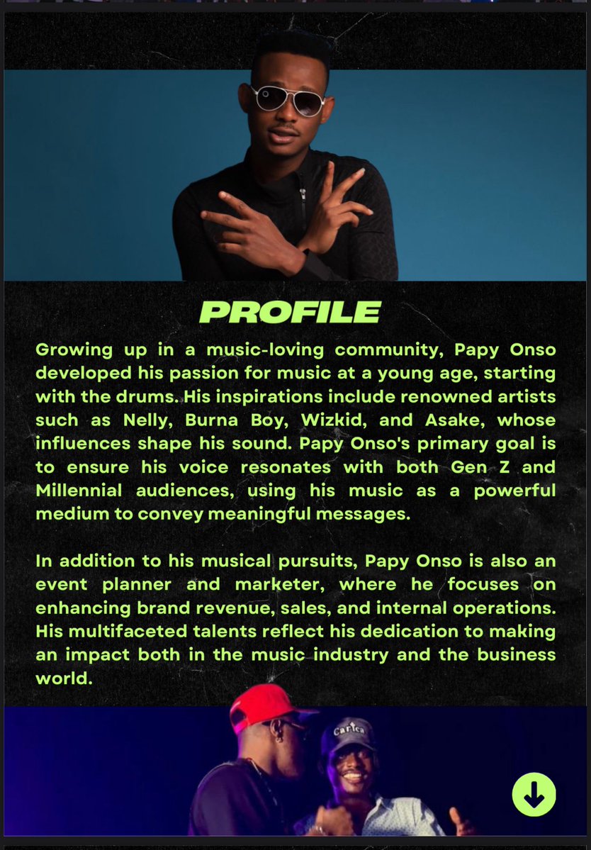 thevibxzspot's tweet image. The Vibxzspot ARTISTE OF THE WEEK 🎉 @OnsoPapy
From bold creativity to unmatched vibes, he continues to push boundaries and bring fresh energy to the scene. This week, we celebrate his talent, hustle, and the unique sound that makes him stand out in a crowd🌟🎶