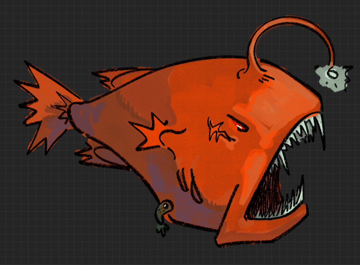 sketched2x's tweet image. izkt anglerfish I guess