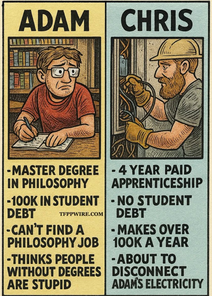 BernadettePro17's tweet image. To bad Adam 😁
Trade School is the way to go😎