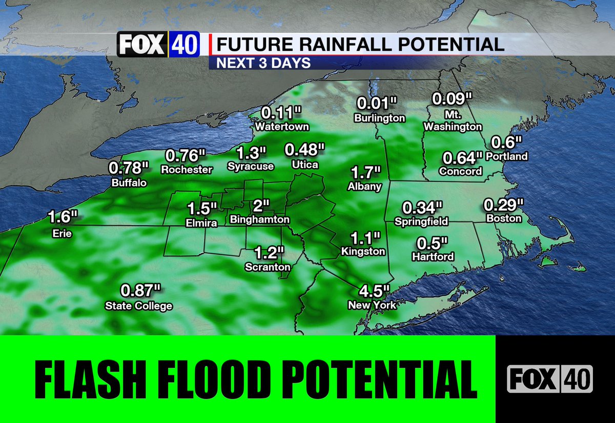 mark_tarello's tweet image. ⚠️ FLASH FLOOD POTENTIAL overnight through Sunday. Developing storms with heavy-duty downpours may bring around 2 inches of rainfall in a short amount of time in spots! #NYwx #PAwx