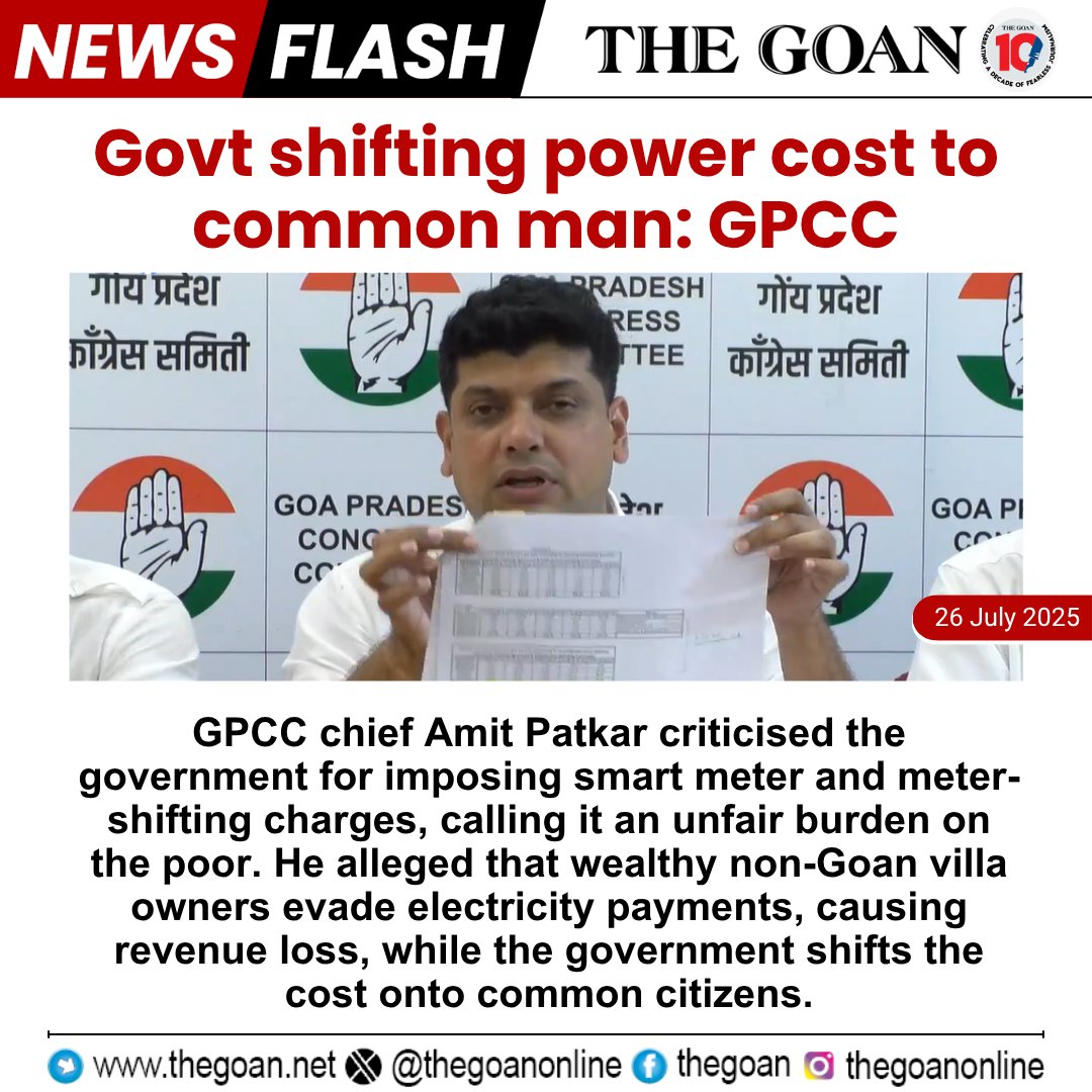 thegoanonline's tweet photo. Govt shifting #PowerCost to common man: #GPCC
#Goa #BreakingNews #GoaBudget #Electricity https://t.co/8l2ESSiJhp