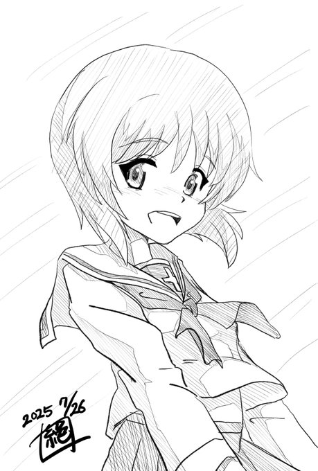 #週末ガルパンお絵描き120分一本勝負 #週末ガルパンお絵描き120分一本勝負20250726 お題「フリー」 #いいねした人は私のイラストを自分の絵柄で描く で やっちさんのみほさんを描かせていただきました! 髪の流れとか色々と考えるところ多々でした! ありがとうございます