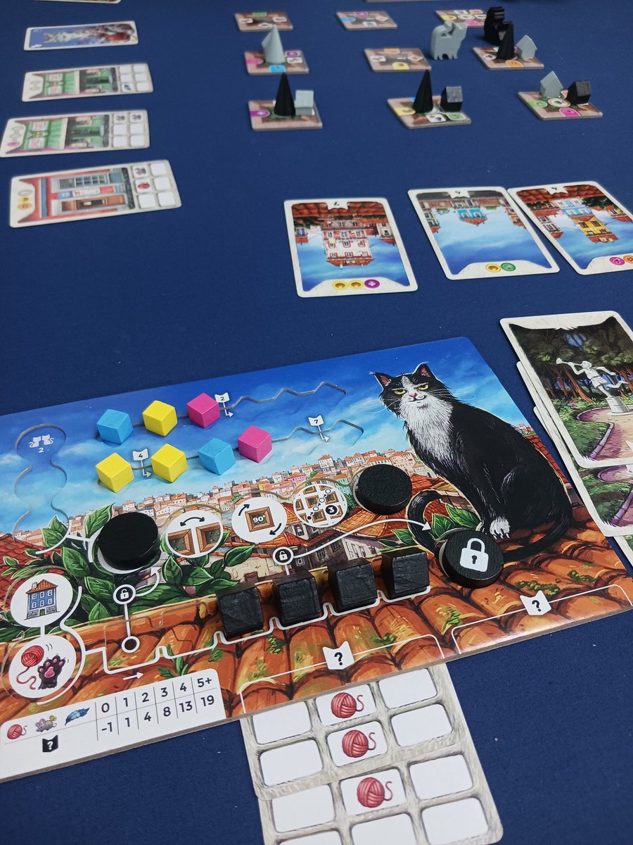 ash_5588's tweet image. 吾輩は近所で最も愛されている猫である「Cathood」。中身はリソース集めてセットコレクション。テーマと軽さが合わさり遊びやすく、パズルチックな思考で愛されポイントを稼ぐ。ダウンタイム的には4人は多くて2、3人プレイがよさそう。