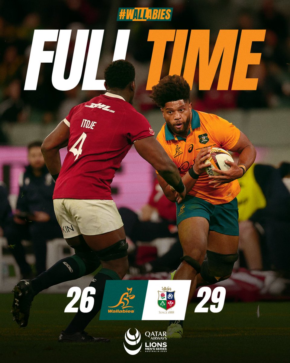 Just short at the ‘G 💚💛

We go again in Sydney 🦘

#Wallabies #LionsTour2025
