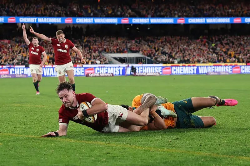 tovers98's tweet image. Outstanding series victory for the British and Irish Lions.
Late try from Hugo Keenan capped a classic test match today — Australia were much improved from the first game.
Best attendance in history for Australia and the Lions at the MCG as well.