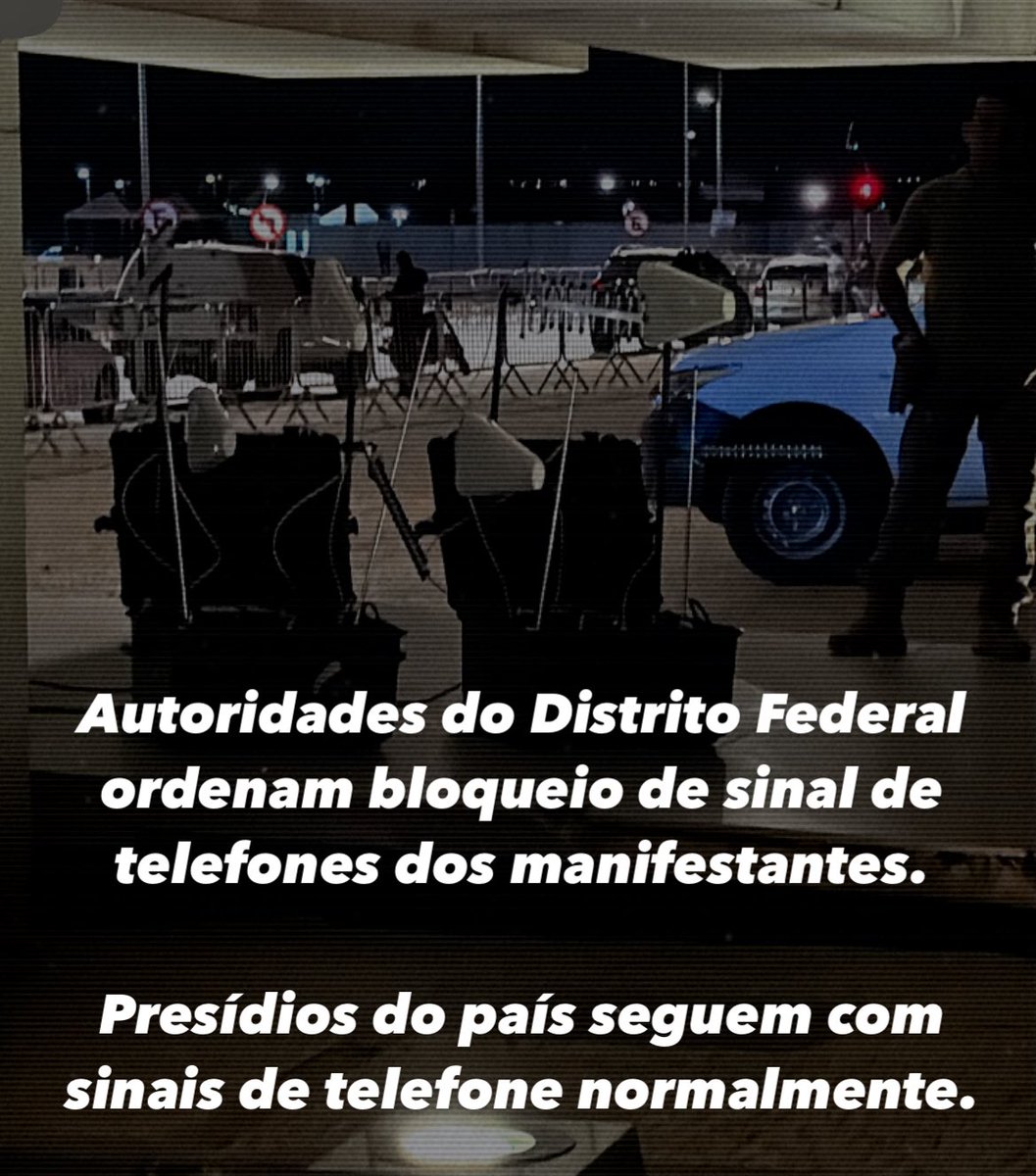 OliverNoronha's tweet image. As mesmas “autoridades” que negam cortar sinais de telefones dos presídios,
Estão bloqueando sinal de telefone de civis que protestam contra o governo.
Vale lembrar que reprimir protestos públicos pacíficos é anticonstitucional.
A praça dos três poderes é do POVO, não do STF.
