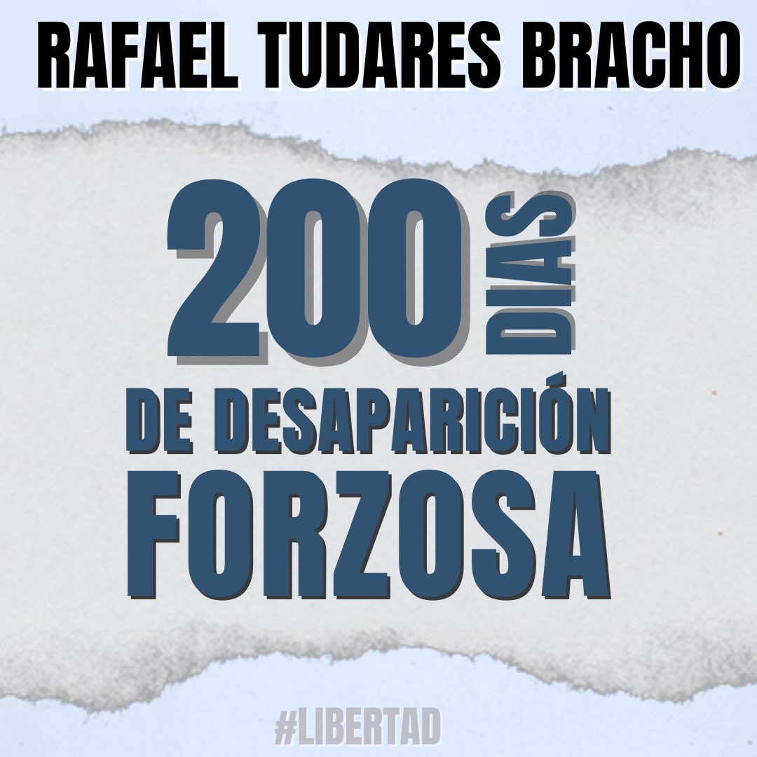 MarianaGTudares's tweet image. Se cumplen 200 días desde la detención arbitraria y desaparición forzada de mi esposo Rafael Tudares Bracho. No somos políticos. Solo somos familia de Edmundo González Urrutia. Eso no es un delito. Rafael no debe pagar con su libertad por un conflicto político que no le pertenece