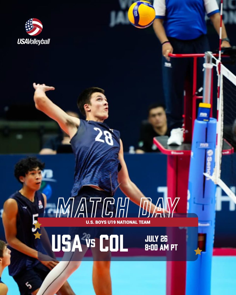USAVBeach's tweet image. GET UP ITS GAME DAY! โฐ
The U.S. Boys U19 National Team ๐บ๐ธ takes on Colombia ๐จ๐ด in the 2025 FIVB Boys U19 World Championship!
Watch live on VBW YouTube ๐: go.usav.org/vwyoutube
๐ธ: FIVB