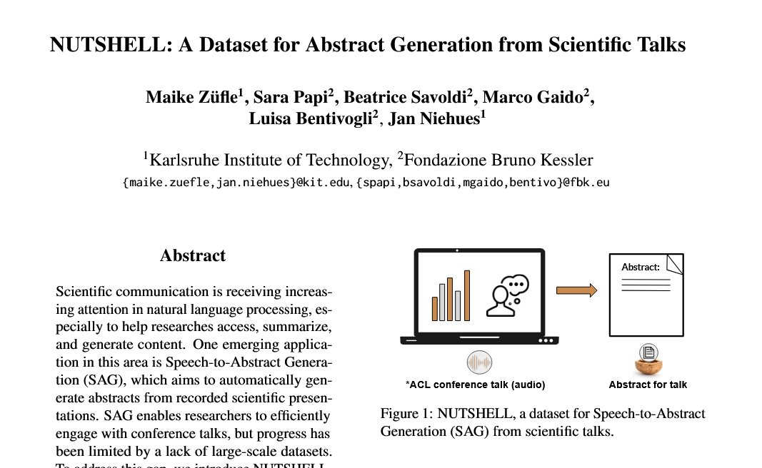 Maike Züfle (@maikezufle) on Twitter photo 🇦🇹 I’ll be in Vienna for #ACL2025NLP!
Interested in training a SpeechLLM without a lot of params or data? Come to my poster:
🖼️ Mon, 18:00
Also into Speech Summarization? Join my IWSLT talk in collab with <a href="/fbk_mt/">MT Group at FBK</a>:
🎤 Fri, 14:00
Happy to chat - come say hi! 😎
Papers in 🧵 🇦🇹 I’ll be in Vienna for #ACL2025NLP!
Interested in training a SpeechLLM without a lot of params or data? Come to my poster:
🖼️ Mon, 18:00
Also into Speech Summarization? Join my IWSLT talk in collab with <a href="/fbk_mt/">MT Group at FBK</a>:
🎤 Fri, 14:00
Happy to chat - come say hi! 😎
Papers in 🧵
