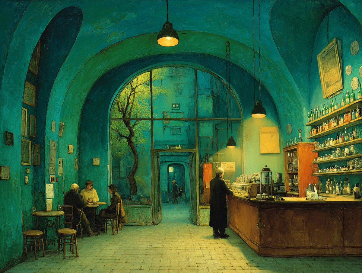 aish0626's tweet image. Quiet Evenings at the Blue Café

#aiart #DigitalArt #NFTCommunity