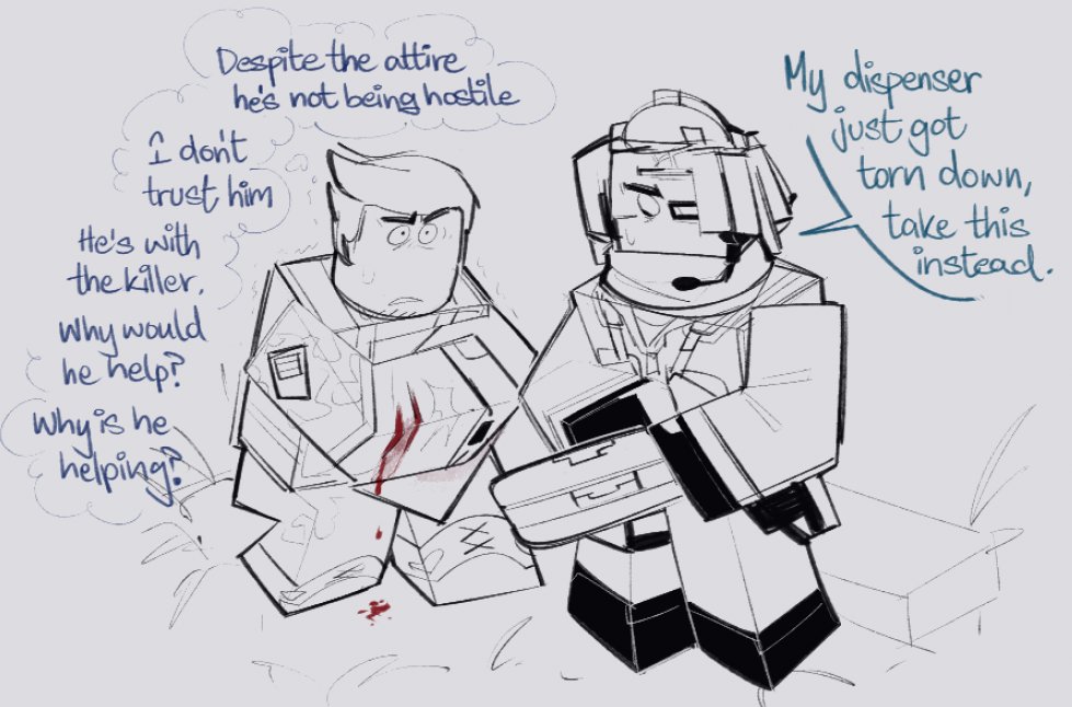 cosmicdenro's tweet image. lets keep making him meet bacon hairs before he met jez and dr bacon for fun #forsaken #robloxisle