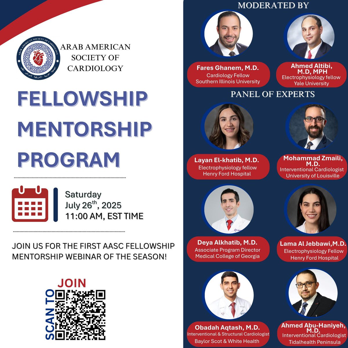 Teebi_MD's tweet image. 🧵Submitted your #Cardiology Fellowship application?✅
Join us for high-yield panel discussion with current fellows & faculty sharing insider tips, timelines, and strategies to help you CRUSH the #Match2025 season 💥
📅Saturday July 26
⏲️ 11:00 AM EST
@AASC_Cardiology…