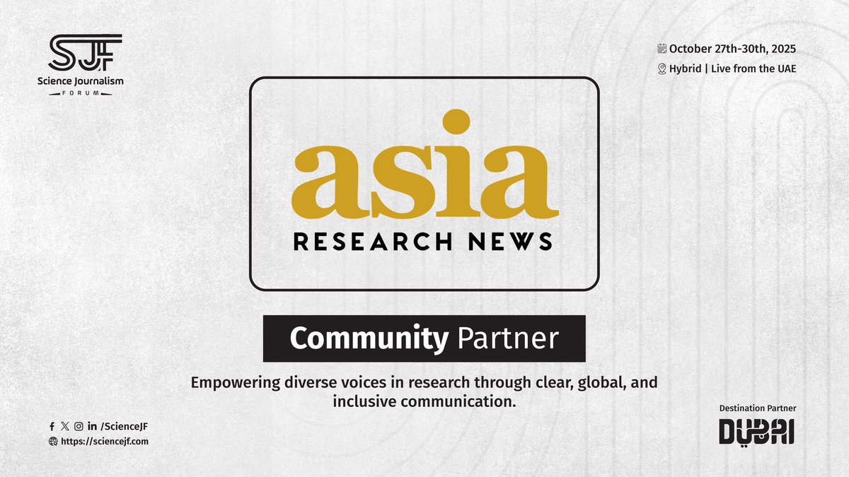 ScienceJF's tweet image. 🤝 Excited to welcome @ResearchSEA as a Community Partner for #SJF25!
With 20+ years of experience & 15K+ stories shared globally, they champion diverse voices in science.
🔗 Join their network: asiaresearchnews.com/join
#AsiaResearchNews #ScienceCommunication #SJF25