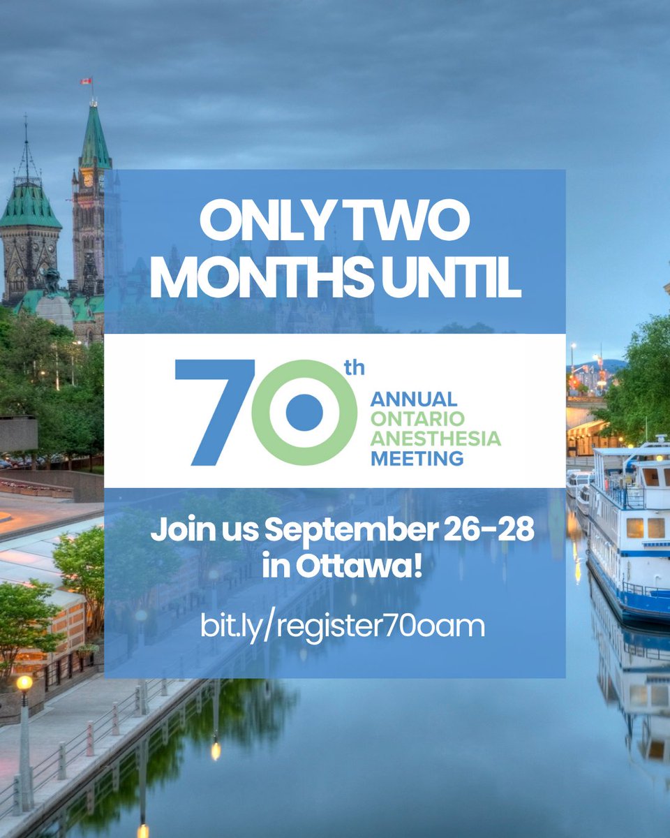 ON_Anesthesia's tweet image. 🌟The countdown to #OAAM2025 is on! 🌟

Will you be joining us at one of Canada&apos;s biggest and best anesthesia-focused events? 

Learn more and register today at bit.ly/register70oam (our early bird discount rate ends on August 26).