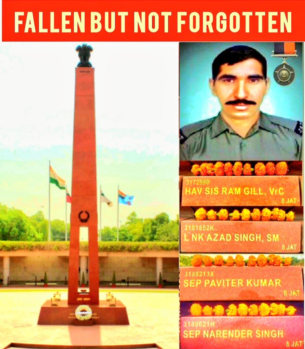 JATs_Land's tweet image. हवलदार शीश राम गिल, 8 JAT
Veer Chakra
8 जुलाई 1999
8 जाट रेजिमेंट
कारगिल युद्ध में,शीश राम गिल जाट ने 17000 फीट की ऊँचाई पर
एक दुश्मन चौकी पर छापा मारा और गोली लगने के बावजूद, वीरतापूर्वक 6 पाकिस्तानीयों को मार गिराया
#KargilVijayDiwas
Sis Ram Gill
🔱 JAT Balwan Jai Bhagwan