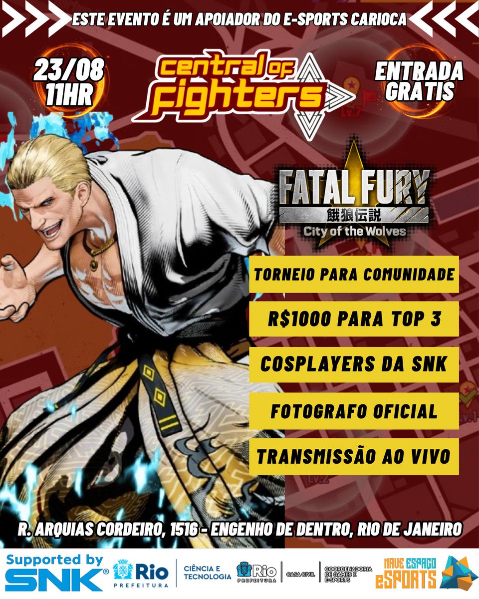 CentralFight7's tweet image. Fazendo valer o C de FGC, torneio totalmente grátis para a Comunidade, ajudem a divulgar para que mais como esse ocorram em nosso Estado!
@RenatoCavallera @AhlexTerry @didimokof @YvesSalohan7FGC @FgcCrocks @Alemeras_ @EternoNinja @FATALFURY_PR @SNKPofficial @SNKPofficial_jp 
#FGC