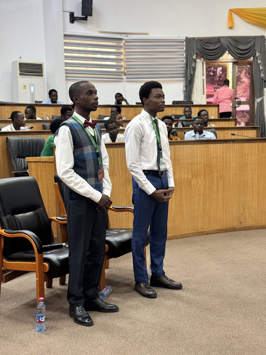theknustgazette's tweet image. โผ๏ธAn Official Information โผ๏ธ
Master Gregory Afriyie and Master Joshua Jacquaye, neatly dressed in elegance and confidence, appeared before the 7-member vetting panel, ready to defend their vision and contest for the prestigious SRC presidential office.
#TheKnustGazetteReport๐ฌ๐ญโฆ