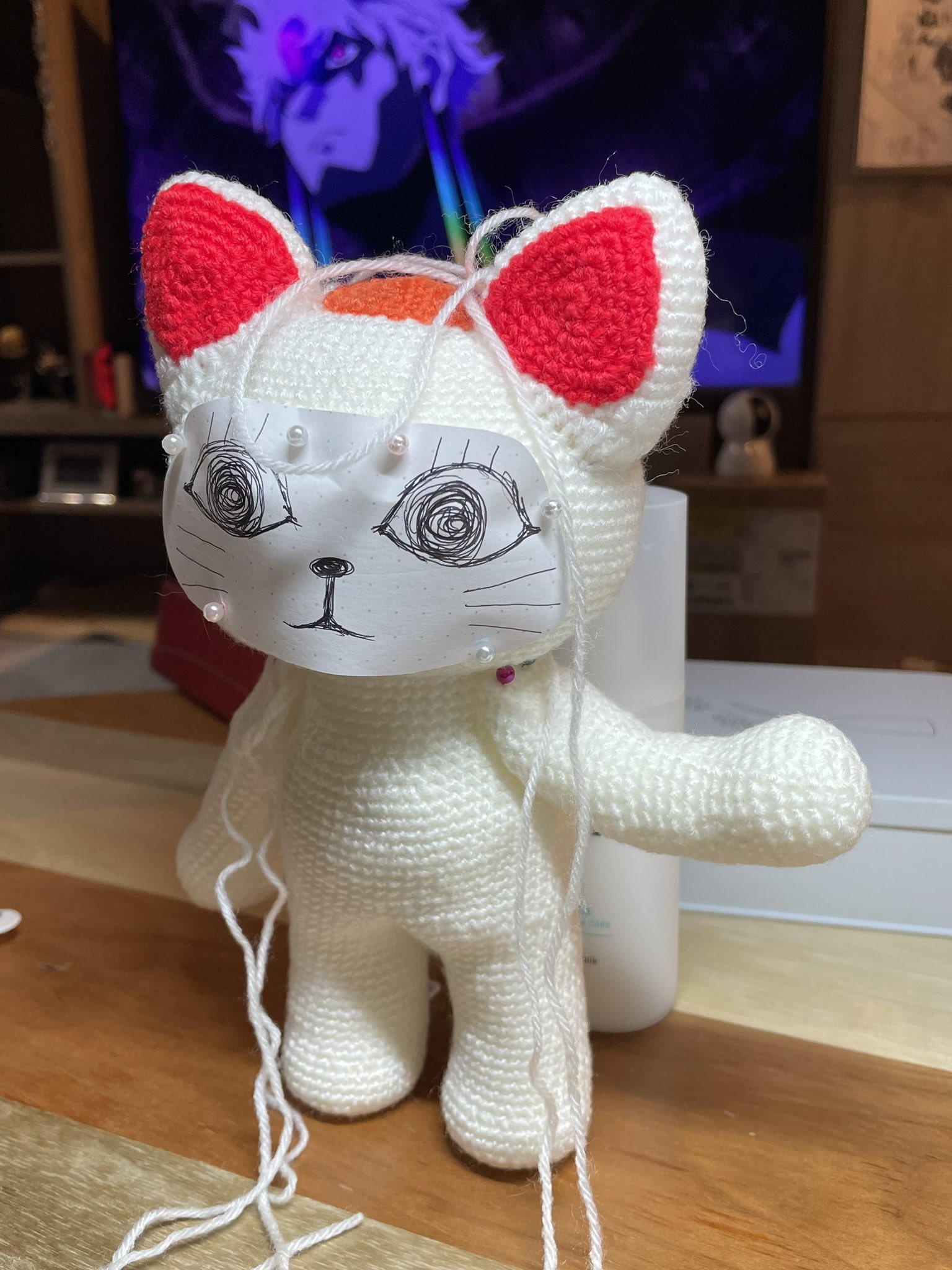 [ゆこ ☆]あみぐるみ⑩ おすわりうさぎ あみぐるみ 白 （ハンドメイド*スウェーデン