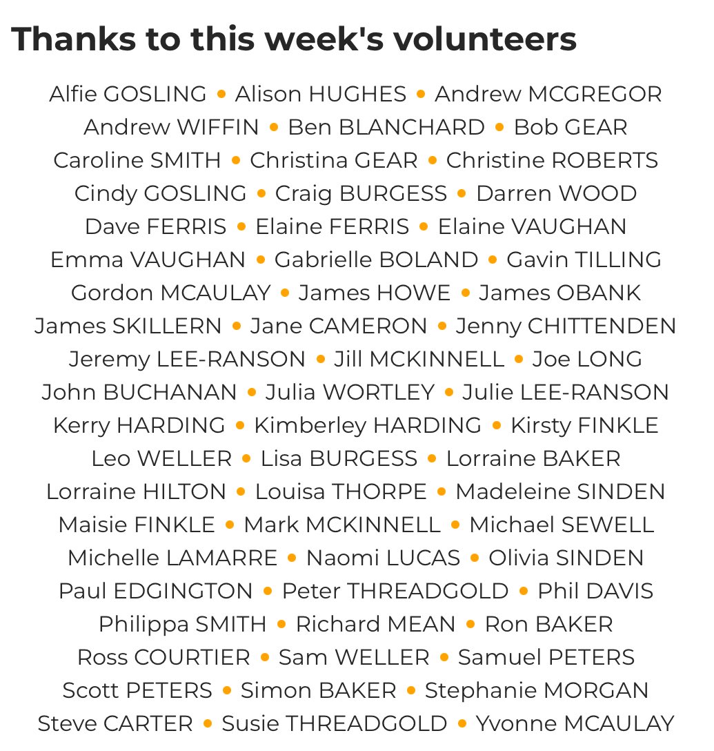 Thank you volunteers 👏