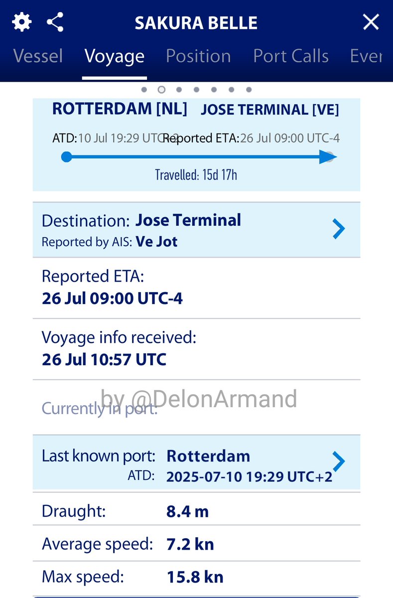 DelonArmand's tweet image. Venezuela #tankers
SAKURA ADVANCE arrived at the port of Jose, #Venezuela from Rotterdam, NL, she will load Methanol a derivative without sanctions produced by PDVSA/ENI/MITSUBISHI
The Venezuelan far-left dictatorship making clean money.🤔
#oilandgas