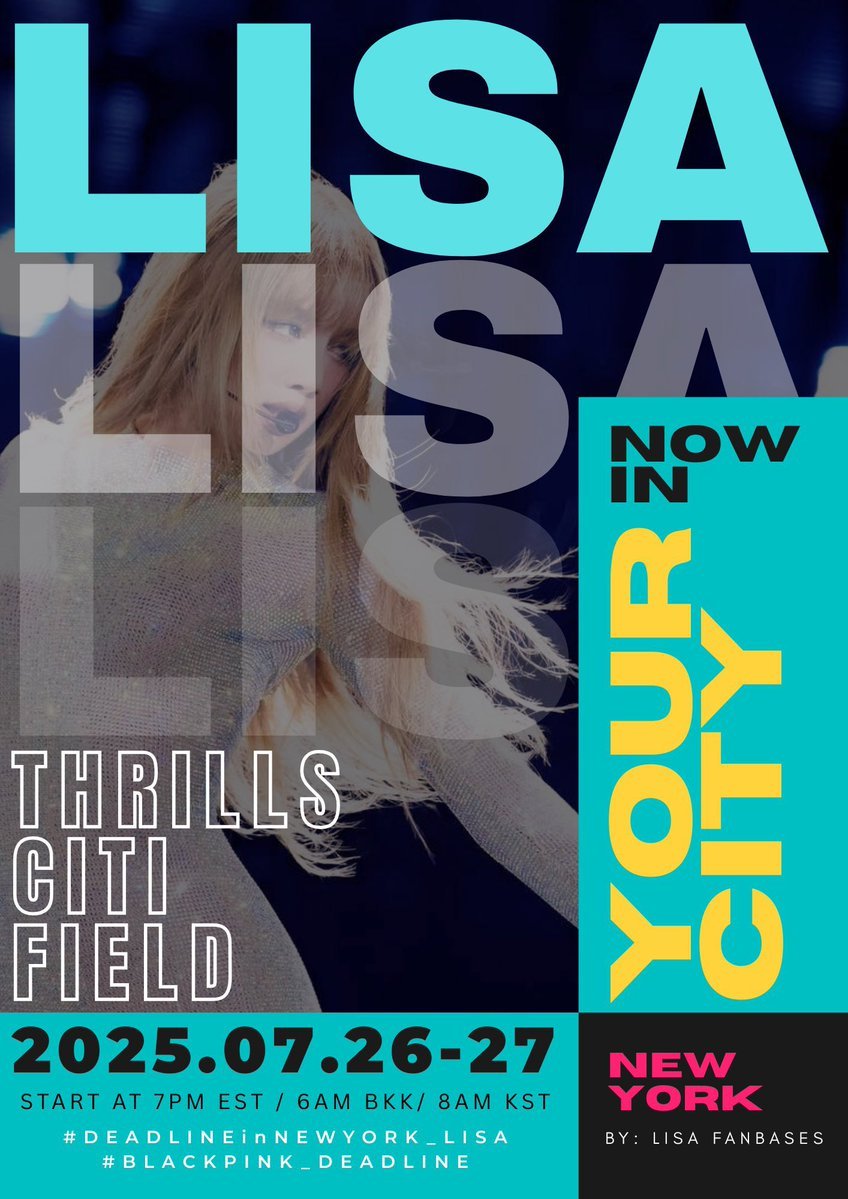 LALISA_EU's tweet image. ~ Hashtag Announcement ~
🗓️ July 26/27 🇺🇸
👩🏼💻Use the tags when #LISA appears (or starts at 8AM kst)
Prepare your drafts and get ready to hype LISA!
poster by LISANATIONS_
@wearelloud