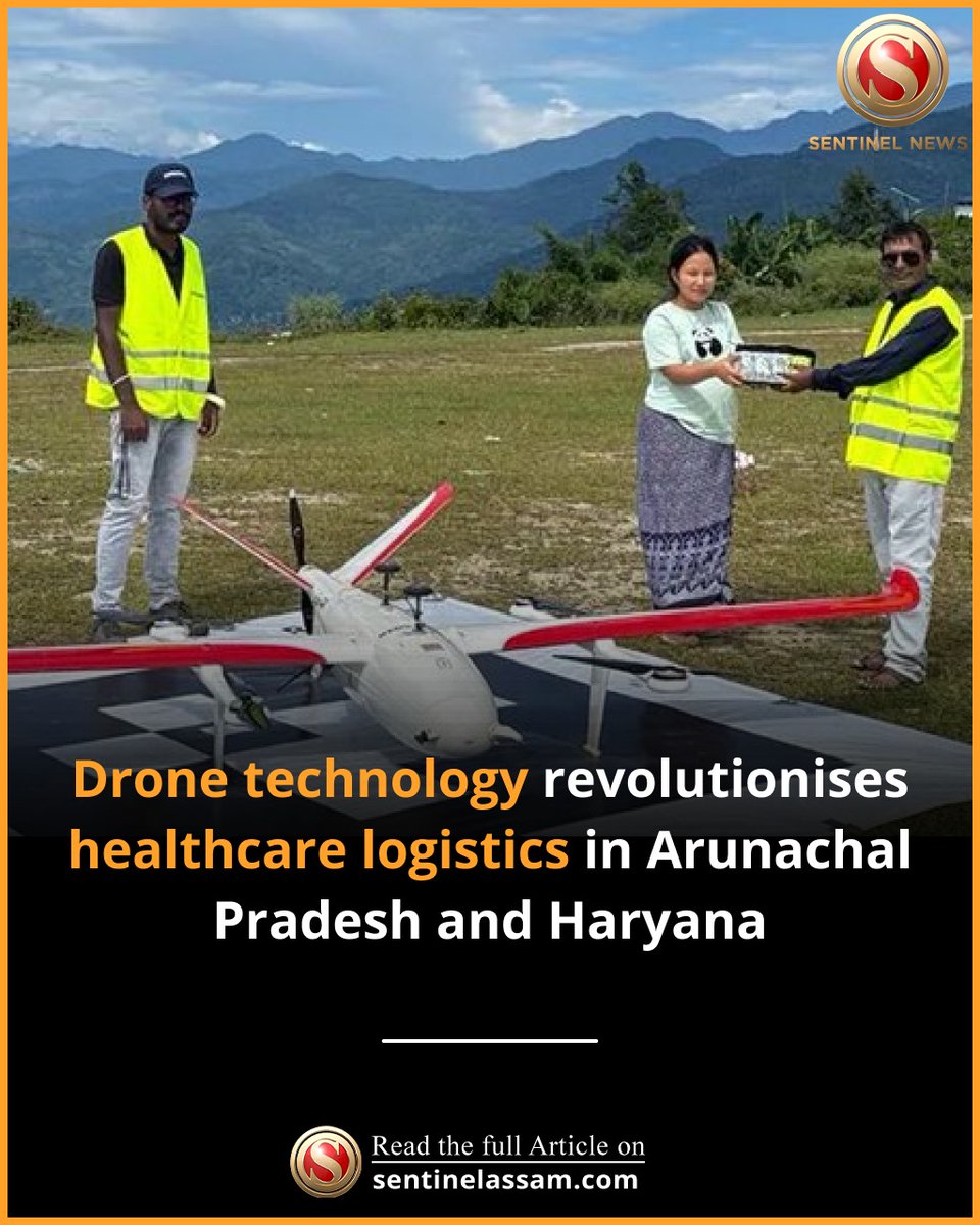 Sentinel_Assam's tweet image. The successful use of drones to transport Hepatitis vaccines from Seppa to Bameng in Arunachal Pradesh has marked a milestone in last-mile healthcare delivery.
Part of the Drone-Based Doorstep Diagnostic Service Project, this initiative ensures faster immunisation in remote…