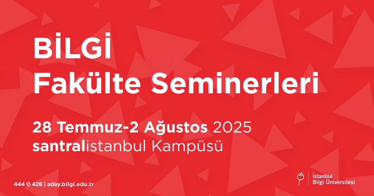 BiLGiOfficial's tweet image. 📣 Fakülte seminerlerimiz başlıyor!
28 Temmuz – 2 Ağustos tarihleri arasında santralistanbul Kampüsü'müzde düzenlenecek seminerlerde fakültelerimizi yakından tanıyabilir, bölümlerle ilgili merak ettiklerinizi öğrenebilirsiniz. ❤️
Detaylı bilgi 👉🏻 bilgi.edu.tr/tr/etkinlik/12……