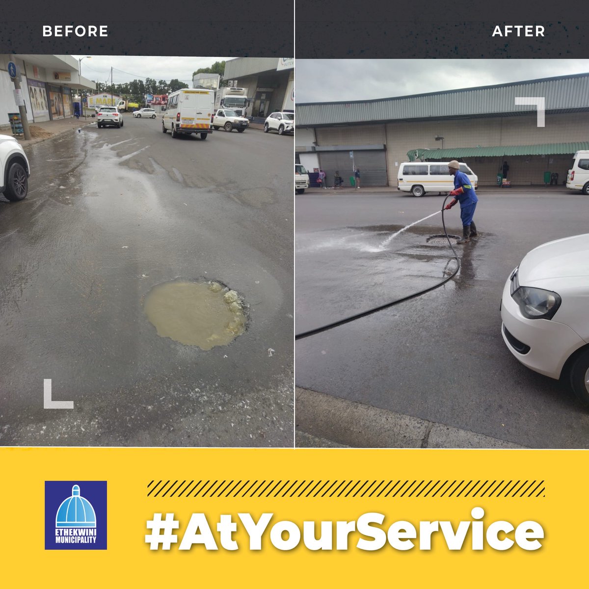 eThekwiniM's tweet image. Residents and businesses are urged not to throw foreign objects on the sewer system as this results to blockages and overflows.
Sewer manholes and pipelines are only designed to flow wastewater and nothing else.
Sewer blockages and overflows can be reported by downloading…