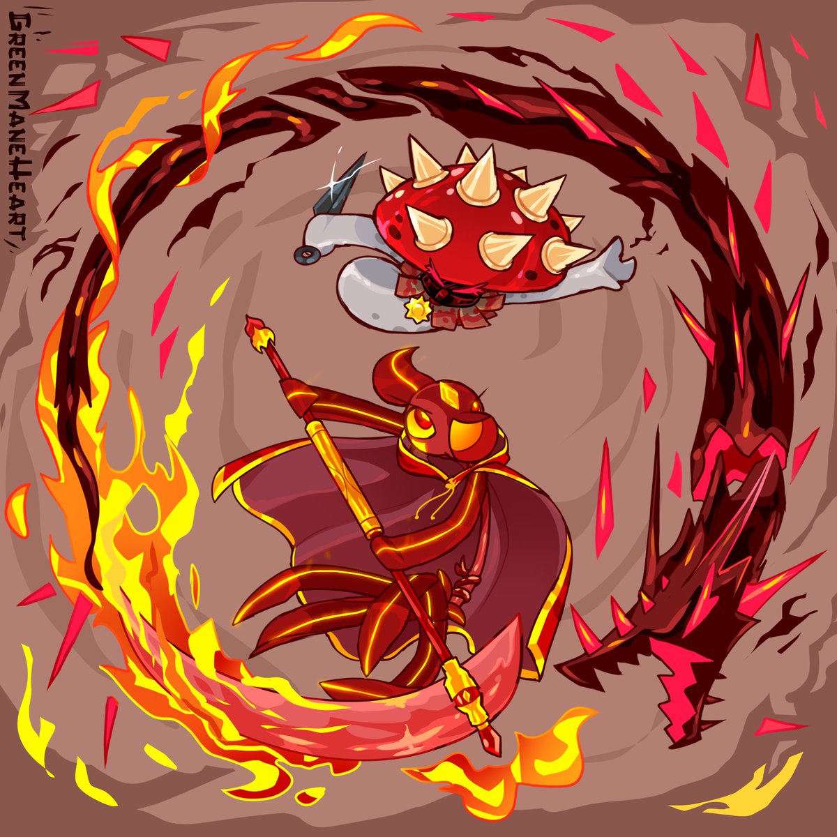 GreenManeHeart's tweet image. π₯ Mortal the fire pea VS Bittersweet π
Looks who decided to finally show up- (the dragon)
β« Revenge attack for @MortalFirePea
#plantsvszombies #pvzheroes #illustration #peashooter #artfight2025 #artfight #pvz #pvzoc