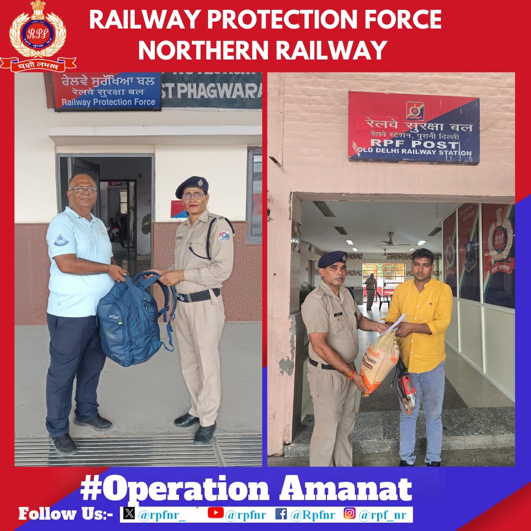 RPF Northern Railway (@rpfnr_) on Twitter photo *We value your valuables*
Under #OperationAmanat
#RPF NR located unclaimed bags and other valuable articles and returned to their rightful owners. <a href="/AshwiniVaishnaw/">Ashwini Vaishnaw</a> <a href="/RailMinIndia/">Ministry of Railways</a> <a href="/RailwayNorthern/">Northern Railway</a> <a href="/RPF_INDIA/">RPF INDIA</a> *We value your valuables*
Under #OperationAmanat
#RPF NR located unclaimed bags and other valuable articles and returned to their rightful owners. <a href="/AshwiniVaishnaw/">Ashwini Vaishnaw</a> <a href="/RailMinIndia/">Ministry of Railways</a> <a href="/RailwayNorthern/">Northern Railway</a> <a href="/RPF_INDIA/">RPF INDIA</a>