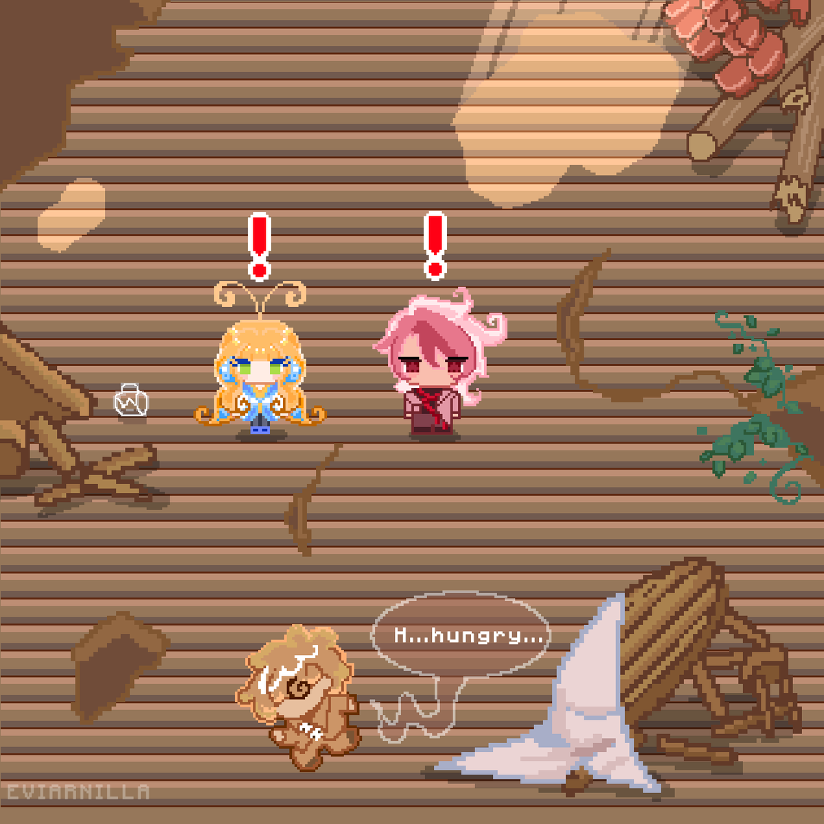 Eviarnilla's tweet image. Yeah so this story is just a glorified excuse to make pixel art desserts
hehe 👉👈