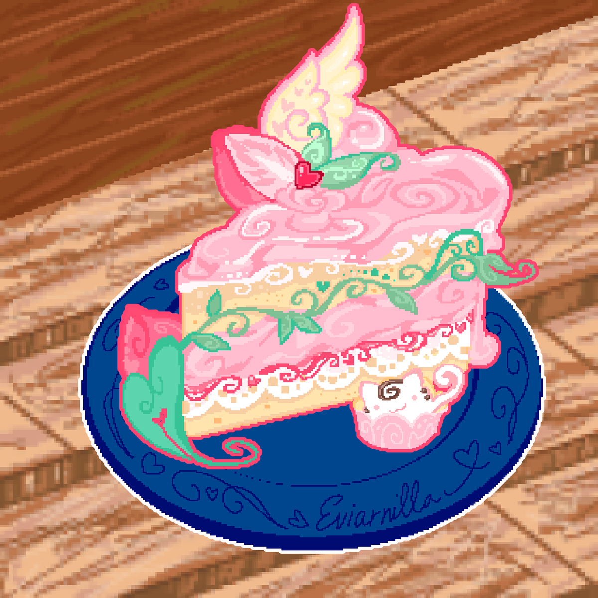 Eviarnilla's tweet image. Yeah so this story is just a glorified excuse to make pixel art desserts
hehe 👉👈
