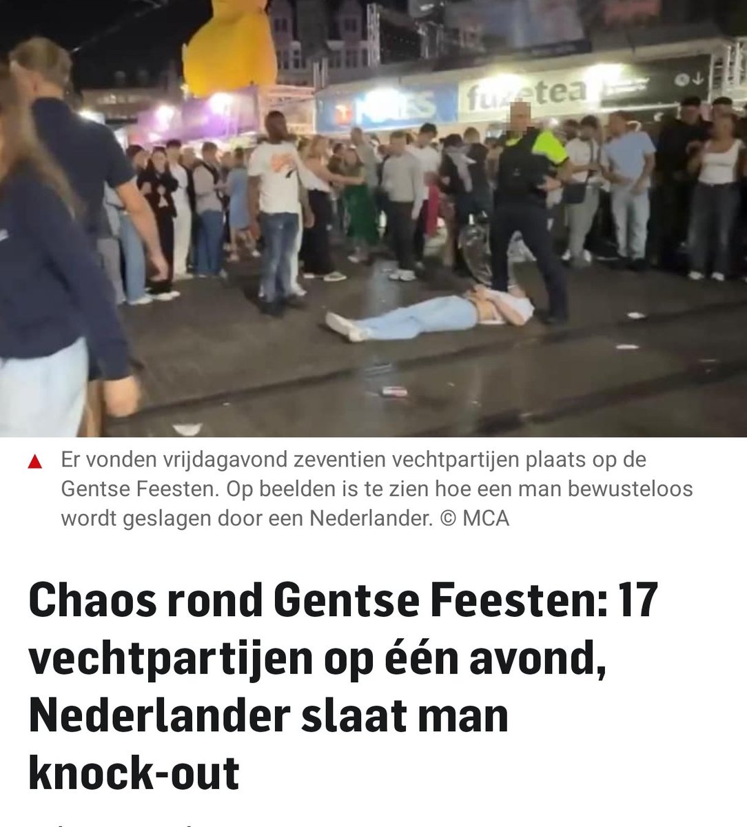 maartenbrink's tweet image. Tijdens de populaire en drukbezochte #GentseFeesten in de Belgische stad #Gent zijn vrijdagavond op verschillende plaatsen vechtpartijen ontstaan. De politie moest bij in totaal zeventien incidenten ingrijpen. Ook Nederlanders waren betrokken.
ad.nl/buitenland/cha…
#politie