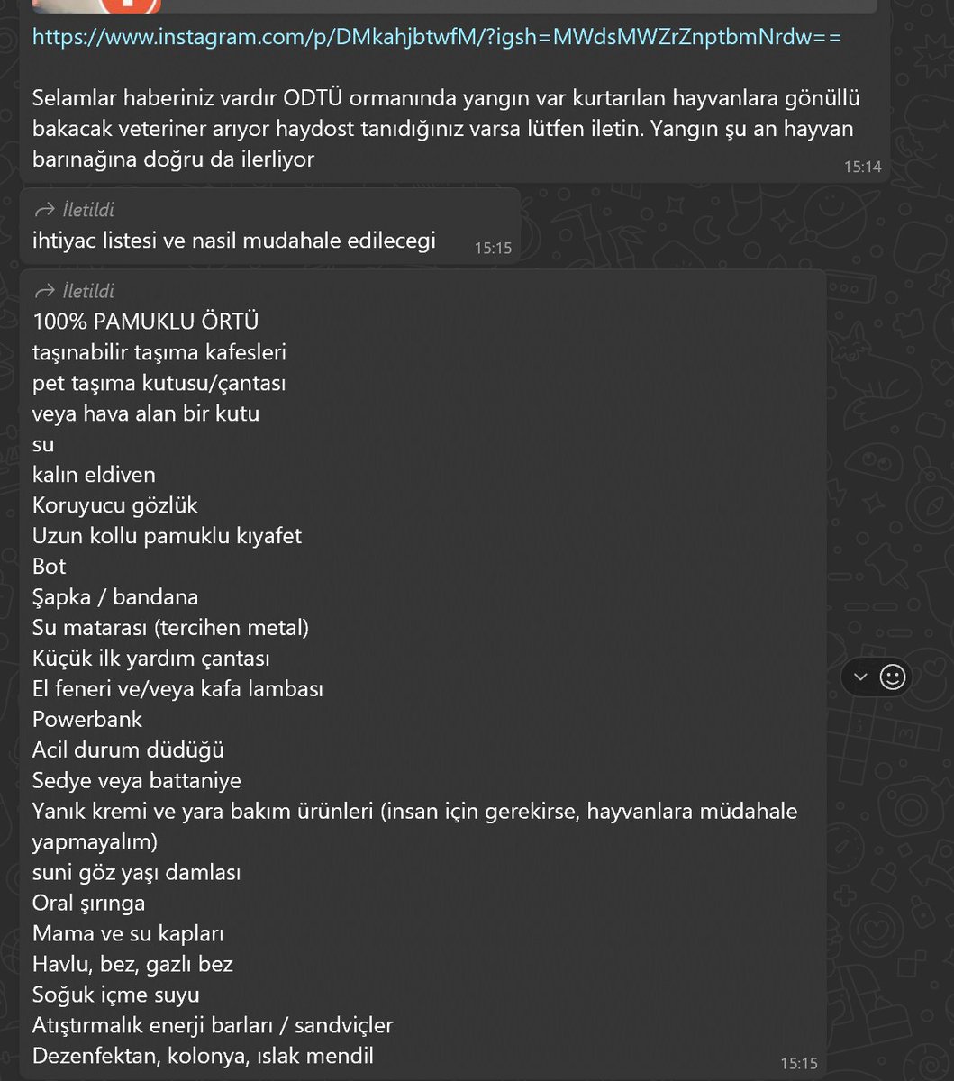 sendika_org's tweet image. ODTÜ ormanındaki yangın hayvan barınağına doğru ilerliyor:
ODTÜ Haydost, yangından etkilenen hayvanlar için bir ihtiyaç listesi yayımladı
sendika.org/2025/07/odtu-o…