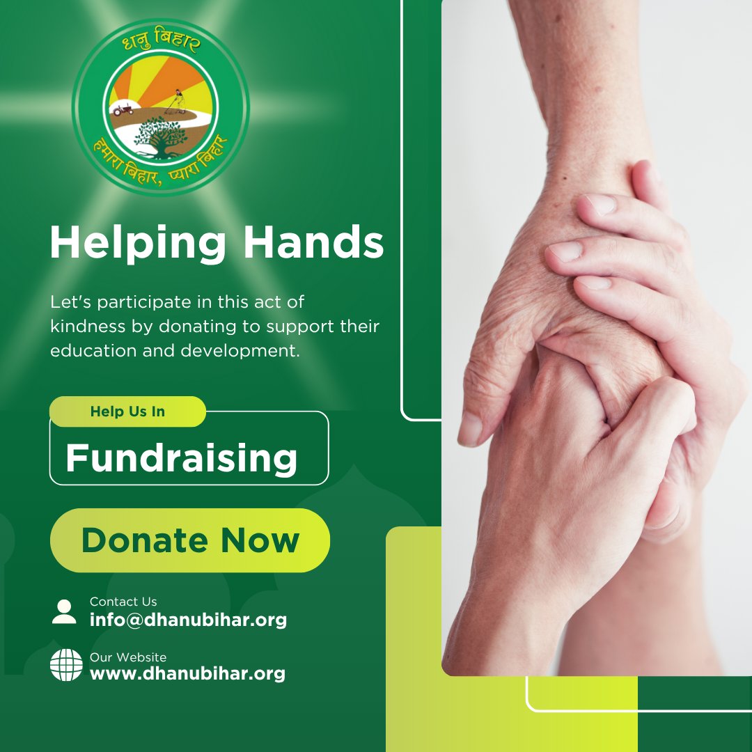 🤝 Helping Hands

Join us in this act of kindness — support education &amp; development for those in need.

📚 Help us raise funds

✅ Donate now
📧 info@dhanubihar.org
🌐 dhanubihar.org

#DhanuBiharTrust #Fundraiser #SupportEducation #BeTheChange #SupportTheCause