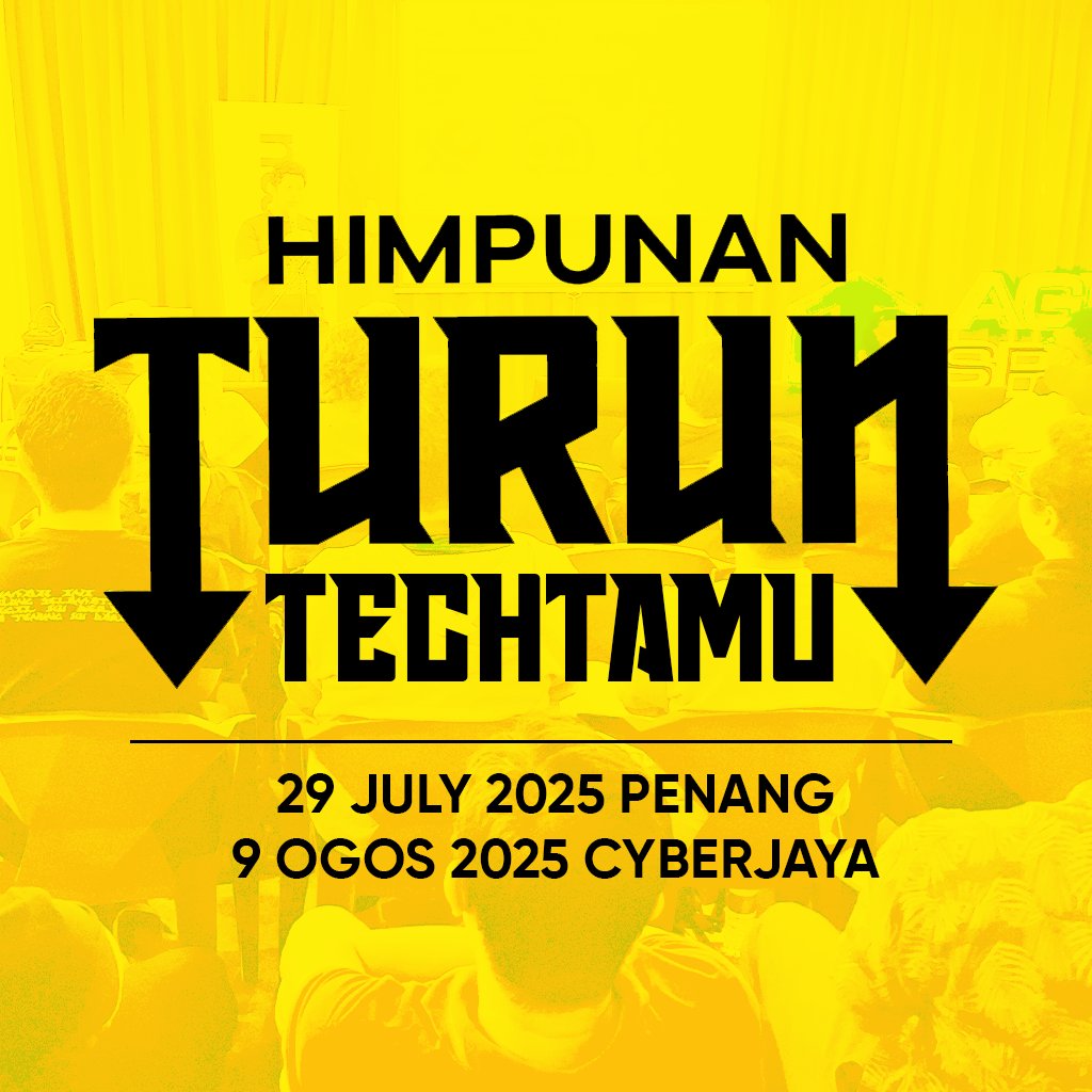techtamus's tweet image. Kami tak minta sesiapa untuk diturunkan, tapi kami berharap anda dapat menyokong kami dan menghadiri event kami pada:
29 Julai (Selasa) di MDEC Penang: facebook.com/events/1006447…
9 Ogos (Sabtu) di Cyberjaya: facebook.com/events/1088853…
Jumpa disana!